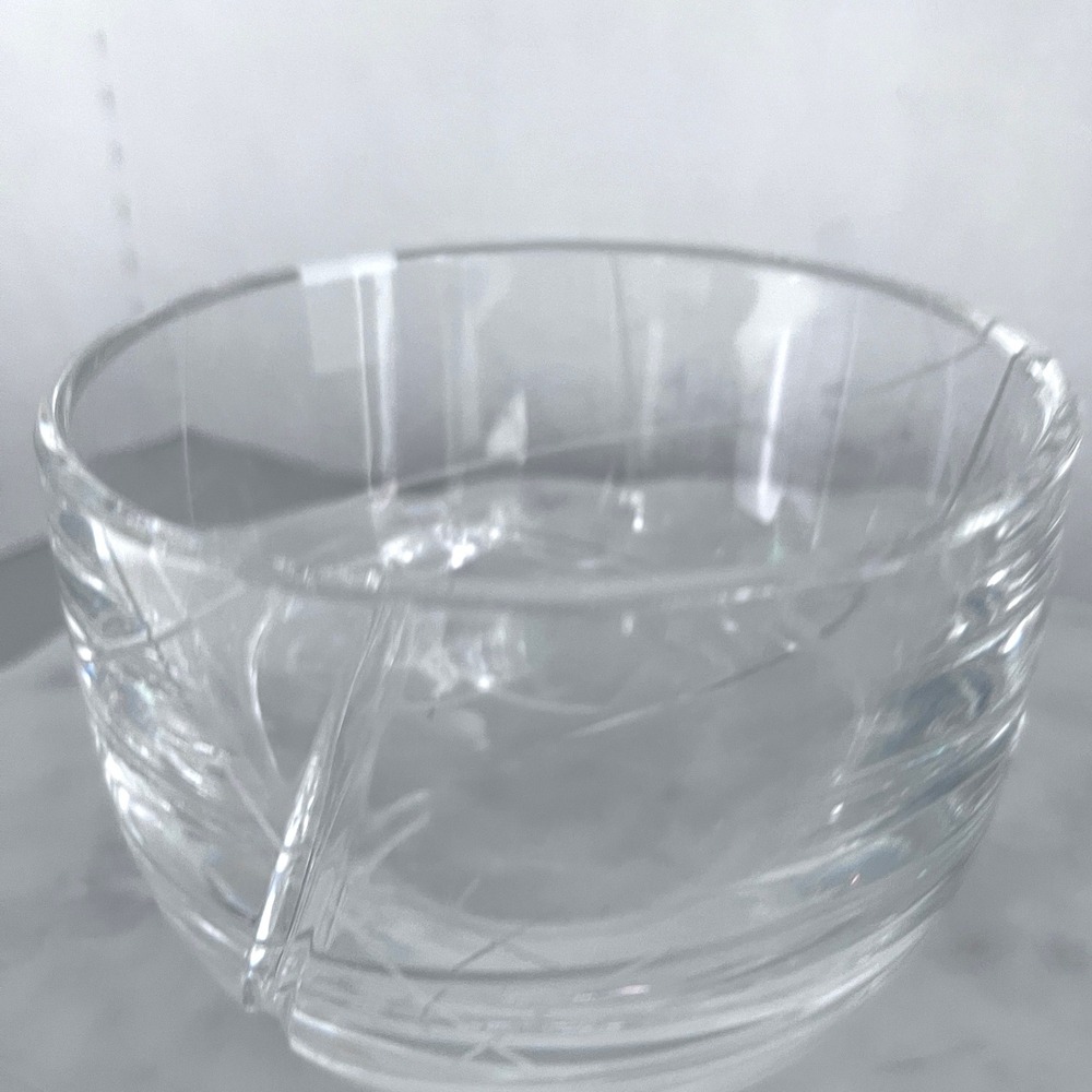 Royal Doulton Crystal Etched Candy Dish Bowl Modern 3.5lbs 4.25 tall 5.5 Diam